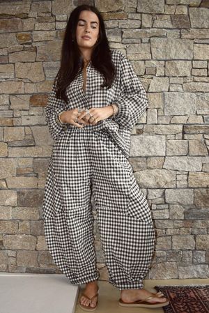 Nonni Gingham Nero Blouse Chocolate